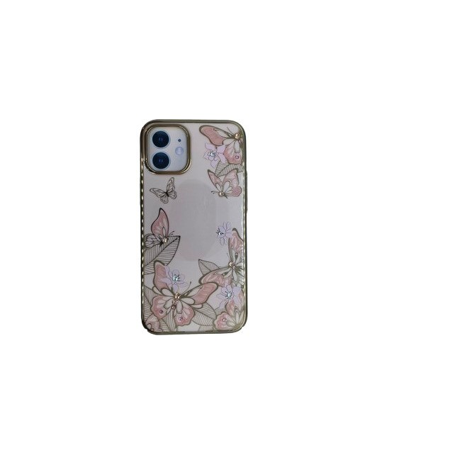 KINGXBAR Gold Plated Butterflies Clear Case for iPhone 12 mini with Swarovski Crystals